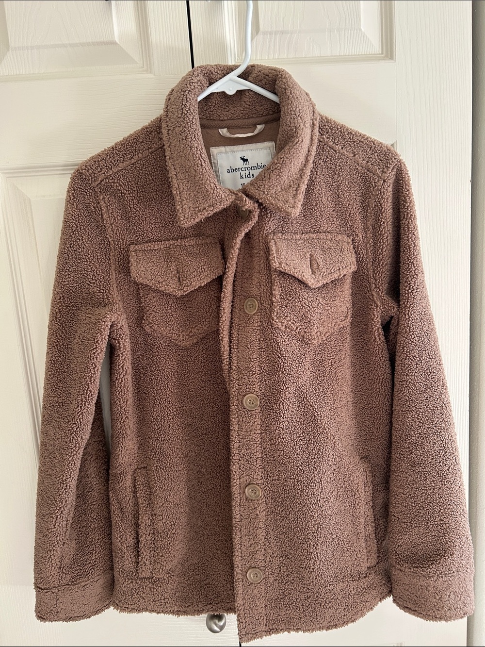 Abercrombie Kids Mauve-Brown Sherpa Button-Up Jacket